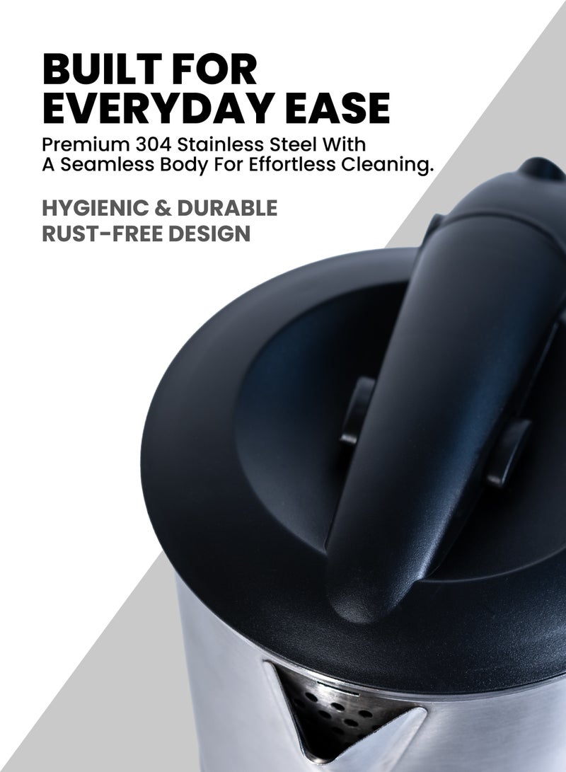 TEAM Stainless Steel Electric Kettle 1 Litre | 1000W Fast Boil | Auto Shut-Off | Boil-Dry Protection | Durable Seamless Design - Image 3